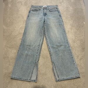 OAK + FORT Light Blue Wide-Leg Jeans with Split Hem